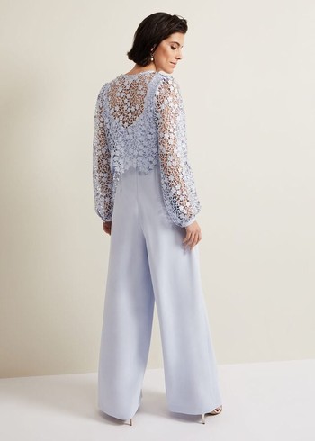 Phase Eight Mariposa Lace Jumpsuit Blue Canada | QAPBOV-974